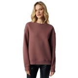 Grimelange Vaneltina Kadın Organik Pamuklu Yumuşacık İçi Polarlı Yuvarlak yakalı Sweatshirt, Mürdüm, XL