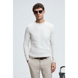 GRIMELANGE VAREX Erkek Yuvarlak Yaka Basic Slim Fit Triko Ekru Kazak