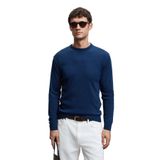 Grimelange VAREX Erkek Yuvarlak Yaka Basic Slim Fit Triko İndigo Kazak - 2XL