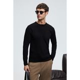 Grimelange VAREX Erkek Yuvarlak Yaka Basic Slim Fit Triko Siyah Kazak - 2XL