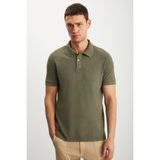 Grimelange Vernon Erkek Soluk Efektli Haki Polo Yaka T-Shirt