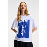 GRIMELANGE VEYMIRA Kadın %100 Pamuk Bisiklet Yaka Kısa Kollu Oversize Fit Beyaz T-Shirt