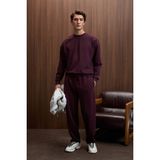Grimelange VIENTO Erkek Bisiklet Yaka Uzun Kollu Regular Fit Bordo Sweatshirt - XL