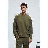 Grimelange VIENTO Erkek Bisiklet Yaka Uzun Kollu Regular Fit Haki Sweatshirt - 2XL