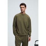 GRIMELANGE VIENTO Erkek Bisiklet Yaka Uzun Kollu Regular Fit Haki Sweatshirt
