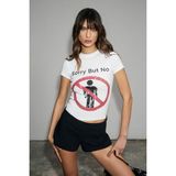 GRIMELANGE VIONEX Kadın Yumuşak Ve Esnek Kumaşlı Baskı Detaylı Slim Fit Beyaz T-Shirt