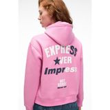GRIMELANGE YUMEA Kadın Oversize Kapüşonlu Baskılı Pembe Sweatshirt