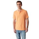 GRIMELANGE ZEKE Erkek Polo Yaka Relaxed Fit Patlı Düğmeli Kısa Kollu Turuncu T-Shirt