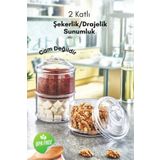 Grimor Life 2 Katlı Akrilik Şekerlik Drajelik Çerezlik Lokumluk Kurabiyelik Sunum Seti- CAM DEĞİLDİR