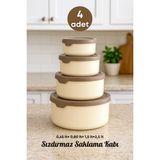 Grimor Life 4 Adet Sızdırmaz Yuvarlak Erzak Saklama Kabı 0,45 Lt+ 0,80 Lt+ 1,5 Lt+2,5 Lt. Bej - 4 LÜ
