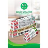 Grimor Life 6 Lı Eko Paket- Pişirme Kağıtları, Alüminyum Folyo, Streç Film, Orta Ve Büyük Boy Buzdolabı Poşeti