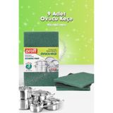 GRİMOR Life 9 Adet Ovucu Bulaşık Keçesi Bulaşık Süngeri – Dayanıklı Yağ ve Kir Sökücü Mutfak Sünger Keçe Seti