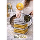 Grimor Life 9 Adet Simli Telli Bulaşık Süngeri | Çizmez, Dayanıklı, Güçlü Temizlik - 9 LU