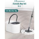 Grimor Life Döner Başlıklı Premium Mop Paspas Temizlik Seti 15LT- Döner Başlıklı Paslanmaz Çelik Saplı-KARMA RENK - 001-Renkli