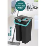 Grimor Life Flat Tablet Mop Yer Duvar Silme Temizlik Kova Seti 2 Adet Microfiber Yedek Bez Paspas