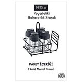 Grimor Life Perla Peçetelikli Baharatlık Düzenleyici Metal Stand- Baharatlıklar Dahil Değildir Siyah