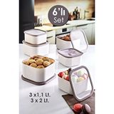 Grimor Life Sızdırmaz Kapak 6'lı Erzak Saklama Kabı 3x1,1 Lt. 3x2 Lt. Bej-derin Dondurucu Ve Mikrodalga