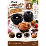 grimorlife 12 Li Yıkanabilir Mini Kek Muffin Pişirme Kalıbı, Silikon Muffin, Cupcake Kalıbı Karma Renk