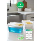 grimorlife 2 Adet Sürgü Kapak Depolama Sıvı Toz Deterjan Erzak Saklama Kutusu-Deterjan Kutusu 830 ml