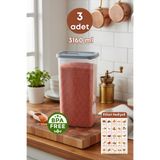 grimorlife 3 Adet Depolama Erzak Bakliyat Saklama Kabı Çay Kahve Saklama Kutusu- 3160 ml