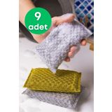 grimorlife 9 Adet Telli Özel Dokulu Mikrofiber Bulaşık Süngeri