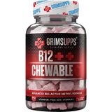 Grimsupps B12 Vitamin 1000 mcg Çiğnenebilir 60 Tablet – B6 ve Folik Asit Destekli Çilek Aromalı