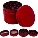 GRINDER Parçalayıcı Metal baharat öğütücü herb spice 4 katmanlı 40MM / 50MM / 63MM (KIRMIZI, 40MM)