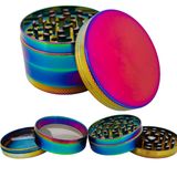 GRINDER Parçalayıcı Metal baharat öğütücü herb spice 4 katmanlı 40MM / 50MM / 63MM (RAINBOW, 63MM)