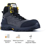 Gripper Force Gray-Black S3 Src Hro Vibram Mikrofiber Nubuk Deri Fiberglass burun Iş Botu - Siyah
