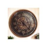 Griskow 67 cm Çarklı Duvar Saati, Bronz Renk Romen Rakamlı Mekanik Saat Ev Ofis Dekorasyonu Siyah Bronz 67 x 67