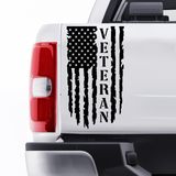 GRIT KULTURE Veteran Eskitilmiş Amerikan Bayrağı Vinil Çıkartma Kamyonlar, Bagaj Kapısı, Arabalar, Pencereler için Çoğu Kamyonetle Uyumlu AB Bayrağı - Arka Grafik ABD, ABD Bayrağı Araba Çıkartması