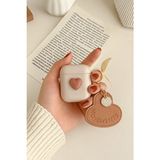 Gritty Bej Kahverengi Kalp Desenli Kulaklık Kılıfı - Airpods 2. Nesil Uyumlu Yumuşak Silikon