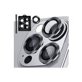 Gritty iPhone 15 Pro Max İle Uyumlu 9H Temperli Cam Kamera Lens Koruyucu, Siyah