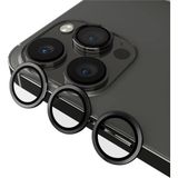 Gritty iPhone 15 Pro Max Uyumlu Kamera Koruma Temperli Cam Renkli Lens Koruyucu - Koyu Gri