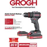 Grogh Akülü Şarjlı Matkap 20V 2AH Darbeli Delme Vidalama Matkap(Brushless MOTOR)(GRX2022-2 Bmc) - 1 SET