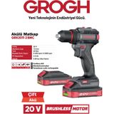 Grogh Akülü Şarjlı Matkap 20V 2AH Darbesiz Delme Vidalama Matkap(Brushless MOTOR)(GRX2011-2 Bmc) - 1 SET