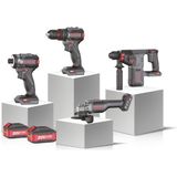 Grogh Kömürsüz Motorlu Çift Akülü 4'lü Set GRX9201S - Akülü Darbeli Matkap +Akülü Torklu Vidalama + Akülü Avuç Taşlama + Akülü Kırıcı Delici