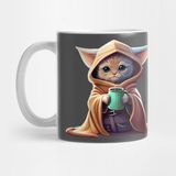Grogu Kedi ve Çay - Star Wars Kupa Bardak - Renkli