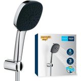 Grohe 110 El Duşu Seti, 110MM Kare 3 Akışlı, Masaj, Yağmur ve Jet Duşu, Duş Başlığı Tutucu, 1750MM Duş Hortumu, Krom, 26