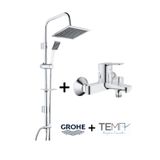 Grohe Bauedge Banyo Bataryası ve Tema Quadro Robot (Tepe) Duş Seti