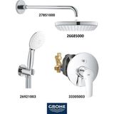 Grohe Eurosmart Ankastre Banyo Bataryası Seti Gagasız(Kare Tepe Duşlu) 33305SET3