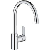 Grohe Eurostyle Cosmopolitan Tek Kumandalı Evye Bataryası Gri Renk Esnek Boru Kıvrımı Tezgah Montajı