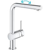 Grohe Eviye Bataryası Spiralli 2 Fonksiyonlu Minta Krom- 30274000 - Renkli