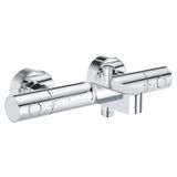 GROHE Grohtherm 800 Cosmopolitan – Termostat Küvet Bataryası (S-S Bağlantıları, Ergonomik Metal Saplı & Tasarruf Düğmeli, Değiştirme: Küvet/Duş), Krom, 34766000