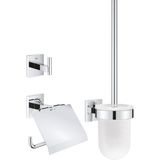 GROHE Start Cube QuickFix Üçlü Tuvalet Aksesuar Seti | Tuvalet Kağıtlığı, Tuvalet Fırçası, Bornoz Askısı | Duş / Banyo Aksesuarları | Krom | 41123000