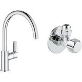 GROHE Start Edge QuickFix Eviye Bataryası Krom + 2 Adet 55mm Ara Musluk Seti