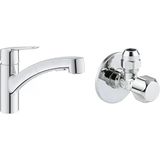 GROHE Start Spiralli Eviye Bataryası Krom + 2 Adet 55mm Ara Musluk Seti