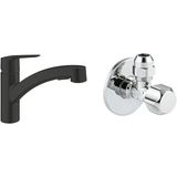 GROHE Start Spiralli Eviye Bataryası Mat Siyah + 2 Adet 55mm Ara Musluk Seti