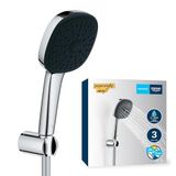 GROHE Vitalio Comfort 110 El Duşu Seti, 110mm Kare 3 Akışlı, Masaj, Yağmur ve Jet Duşu, Duş Başlığı Tutucu, 1750mm Duş Hortumu, Krom, 26176001