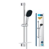 GROHE Vitalio Comfort 110 Sürgülü Duş Seti (Sabunluklu) 110 mm Kare 2 Akışlı (Yağmur & Jet) El Duşu, 600 mm Sürgülü Ray, 1750 mm Duş Hortumu, 3 Barda max. 13.5l/dk, Duş Başlığı Seti, Krom, 26929001